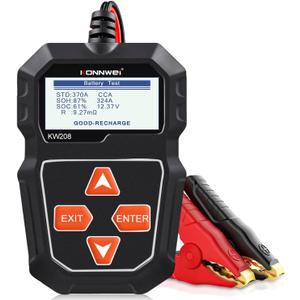 KONNWEI KW208 12V Car Battery Tester, 100-2000 CCA Load Tester Automotive Alternator Tester Digital Auto Battery Analyzer Charging Cranking System Tester for Truck Marine Motorcycle SUV Boat