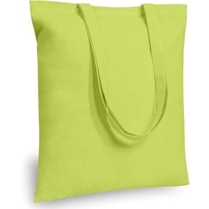 TOPDesign 12-Pack Economical 16"x15" Apple Green Cotton Tote Bag, Lightweight Medium Reusable Grocery Shopping Cloth Bags, Suitable for DIY, Advertising, Promotion, Gift, Activity