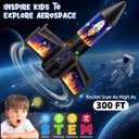 Rocket Launcher for Kids, 300 Feet Flight Altitude Rechargeable LED Spinner Rocket with Remote Control, Parachute Flying Model Rocket Toys, Electric Auto Launch Outdoor Space Toys Gifts for Ages 6-14