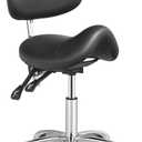 Ergonomic Saddle Stool with Adjustable Height & Backrest, 360 Swivel Rolling Wheels for Office, Dental, Salon Spa, Tattoo - Support for Estheticians, Stylists & Professionals