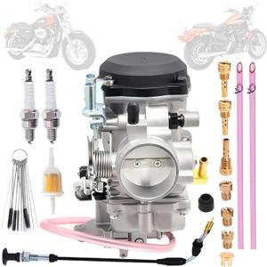 Carburetor & Choke Cable Replacement for Harley Davidson Dyna Electra Glide Fatboy Softail Sportster 1200 XLH1200 Sportster 883 XL883 XLH883 27490-04 CV40 Carb