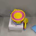 JOYIN Foldable Beach Bucket Set - 3 Packs Collapsible Toy Buckets with Shovels and Mesh Backpack for Kids Toddlers Party, Camping Gear, Travelling, Fishing Water Pail (Pink/Purple/Green)