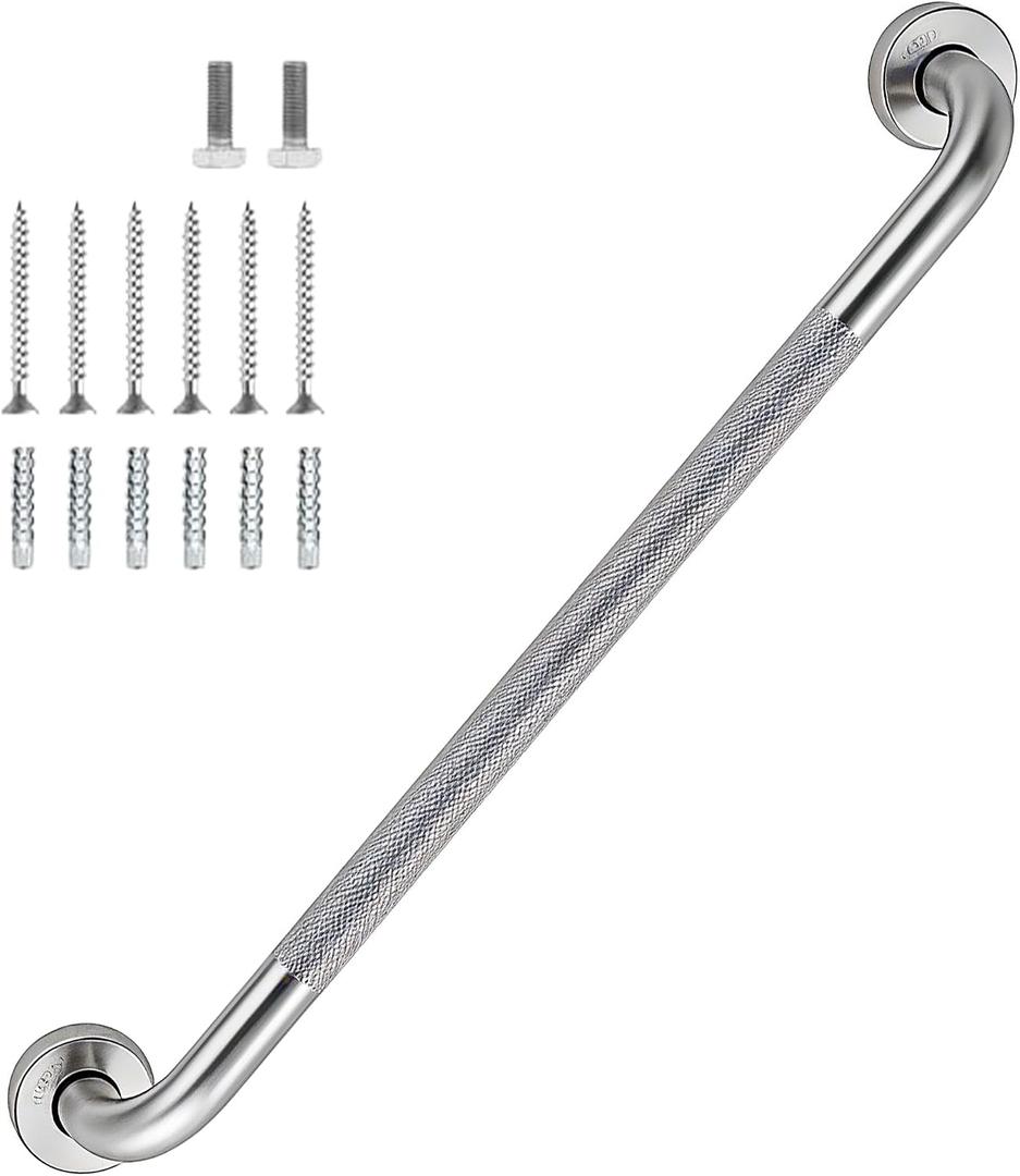 36 Inch Shower Grab Bar 1.25" Dia,Brushed Nickel Anti Slip Bathroom Grab Bar, 304 Stainless Steel Knurled Handicap Grab Bars, Safety Support Handrail, Bath Shower Handle for Elderly Injury Senior