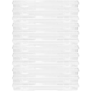 novelinks Thin 11" x 10" Plastic Game Storage Cases,Portable Paper Organizer with Built-in Handle,Clear Craft Organizers Box,Stackable Storage Containers for Documents,Sewing,Art Supplies,12 Pack