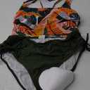 Pink Queen High Waisted Bikini Women 2 Piece Top Sporty Bathing Suit (Large, Army Green Printed)