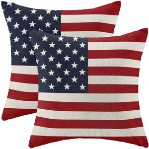 BETGINY 4th of July Pillow Covers 16x16 Set of 2, American Flag Patriotic Decorations Throw Pillow Covers Linen Farmhouse Independence Day Cushion Case for Couch Sofa Summer Home Outdoor Decor
