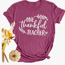 Women Thanksgiving T Shirt Thankful Shirts Thanks Letter Print Shirt Casual Holiday Short Sleeve Tops Size L