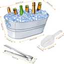 4 Gallon Ice Buckets for Parties, IKAYAS Galvanized Metal Ice Bucket Ice Tub with Scoop for Cocktail Bar Mimosa Bar Supplies, Large Champagne Bucket Beer Bucket Metal Tub (3 Pack) 