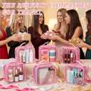 Abbylike 6 Pcs Clear Toiletry Bags Travel Bags Small Clear Makeup Bag with Handle Quart Size Travel Pouches with Zipper for Airport Security Car Organizer Bag for Women Girls(Pink)