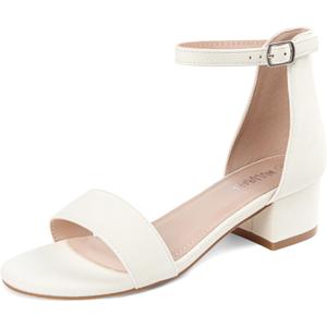 Wulubaba Girls Dress Shoes Low Heel Flower Girl Sandals | Open Toe, Ankle Strap, Wedding Party, Little And Big Girls