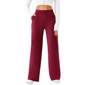 DLOODA Womens Wide Leg Yoga Pants Casual Work Dress Pants Lounge Sweatpants High Waist Comfy Loose Trousers with Pockets, S