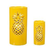2PK Ceramic Cylinder Pineapple Yellow