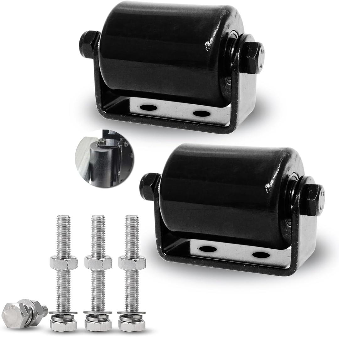 2Pack Slide Gate Guide Roller with C Post Welded Bracket, Hard Nylon Sliding Rolling Gates Guider, Heavy Duty Sealed Ball Bearing Side Roller Assembly (3 Inches - 2 Pack with Screws)