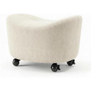 Ottoman Stool for Living Room, Corduroy Upholstered Foot Rest | Ottoman, Small Accent Seat for Bedroom Apartment Dorm, Cozy Home Decor Furniture (White), Medium