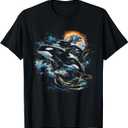 Orca in Space, Planets, Stars, Wall Lovers T-Shirt, S