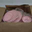 Fivenl 8 Pcs Cake Stand Pink Metal Dessert Table Display Set, 3-Tier Cupcake Stand, Cake Display Tower and Cookie Tray Rack Serving Tray for Birthday Party, Weddings, Baby Shower (Pink)