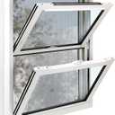 Vinyl Double Hung Sliding Window, 24" x 36" Household Window with Double-Pane Insulated Tempered Glass and Fiberglass Screen for House, Mobile Home (White)
