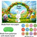 6 x Pin The Flower on The Bunny Easter Games Easter Party Games Easter Rabbit Game with Reusable Stickers Egg Hunt Activities Party Favors Supplies