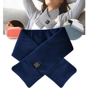 Intelligent Electric Heated Scarf - Portable, Rechargeable Neck Warmer - Heated Scarf for Women & Men - Cordless Neck Heating Pad - Navy