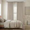 Oatmeal Linen Blackout Curtains 96 Inch Long 2 Panel Set, Pleated Drapes with Hooks for 8FT Floor to Ceiling or Track System, Neutral Warm Beige Greige Black Out Window Drapery for Bedroom Living Room