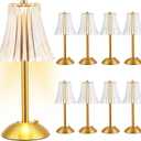 Liliful 8 Pcs LED Portable Cordless Table Lamp Touch Battery Operated Rechargeable Gold Desk Lamp 3 Color Dimmable for Bedroom Living Room Dining (Gold,Rose Style)