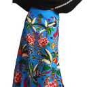 THLAI Womens Skirt Midi Skirt Tropical Plant Print Pink Zipper A-Line Long Skirts Spring Summer Skirt Floral (Medium, Blue)