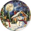 Christmas Snowman Tree Tin Sign Vintage Winter Wall Art Festive Home Decor for Farmhouse Bedroom Bar Kitchen 12 * 12inch