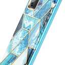 Designed for Samsung Galaxy Series [Military Grade Shockproof] Marble Full Body Protective Phone Case (Blue, Galaxy Note 20)