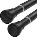 Black Tension Rods 28-48 Inch 2 Pack Spring Adjustable Curtain Rods for Bathroom, Doorway, Door
