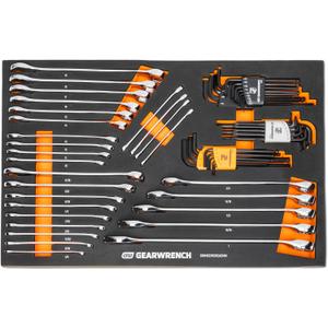 GEARWRENCH 59 Piece 6 Point Combination Wrench and Hex Key Set in Foam Storage Tray - GWMSCWS6SAEMM