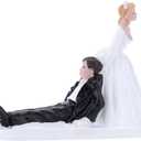Anself Synthetic Resin Bride & Groom Wedding Cake Topper Romantic Wedding Party Decoration Adorable Figurine Craft Gift