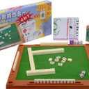 drizzle Travel Mahjong Set 4 in 1 with Mahjong Table - 146 Tiles Portable Size Mah-Jongg - Poker Size Drawings Fish & Shrimp & Crab Drawings - Travel Board Games Dormitories