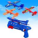 3 Pack Airplane Launcher Toys, 2 Flight Modes LED Foam Glider Catapult Plane, Outdoor Flying Toy for Kids, Birthday Gifts for Boy Girl 6+ Year Old, B-Day Party Supplies