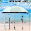 Talltalk 2 Pcs Beach Umbrella with Universal Clamp Adjustable Beach Shade UV Protection Chair Portable Outdoor Umbrella for Camping Patio Chairs Golf Carts