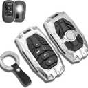 QBUC for Honda Key Fob Cover with Keychain - Heavy Zinc Alloy Shell & Silicone Case for Double Protection - Compatible with 2022-2026 Honda Accord Civic HR-V CR-V Pilot (Silver)