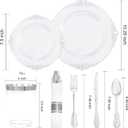 Morejoy 350PCS Clear Silver Plastic Plates - Silver Disposable Plates sets Include 50 Dinner Plates,50 Salad Plates,50 Forks,50 Knives, 50 Spoons50 Cups, 50 Rolled Napkins for Wedding & Christmas