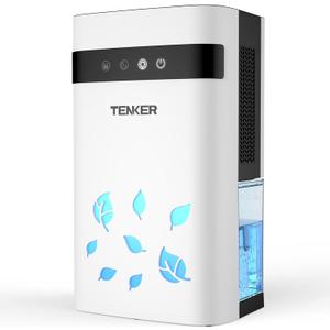 TENKER Dehumidifier for Home, 77oz Water Tank (1000 sq.ft) Dehumidifiers, Quiet Dehumidifier with Auto Shut Off, Sleep Mode, 7-Color LED Light for Closet Bedroom Bathroom RV, White