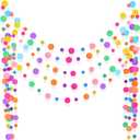 Outus 5 Pieces Colorful Dots Paper Garland Easter Decor Round Glitter Hanging Confetti Streamers Backdrop for Spring Birthday Classroom Halloween Trunk or Treat Car Decoration (Rainbow)