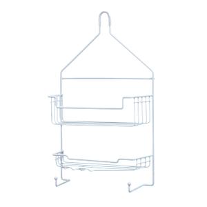 Kenney KN614121 Over the Shower Head 17" L x 10" W x 4" D Rust-Resistant Metal Wire Small 2-Shelf Hanging Caddy with Suction Cups and Razor Holders for Bathroom Shower, White
