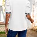 Tankaneo Womens Puff Short Sleeve Tops Summer Dressy Casual Crew Neck Work Blouses 2026 Leopard Loose Fit T Shirt (White, S)