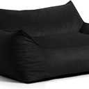 Big Joe Imperial Futon Foam Filled Bean Bag Sofa with Removable Cover, Black Plush, Soft Polyester, 5 feet Giant