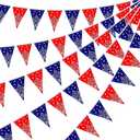 Frienda 6 Pack Western Cowboy Party Decorations Bandana Pennant Banner Christmas Wild West Rodeo Decor Red and Blue Country Decorations for Cowboy Themed Party Decoration, 9.8 Feet