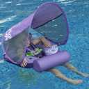 Add Tail Mambobaby Float with Canopy, Baby Floats for Pool Non-Inflatable Waist Float Swim Training Toy with UPF 50+ UV Sun Canopy (Contrast-Purple)