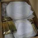 Bestluck 700PCS Gold Plastic Dinnerware Set for 100 Guests, Disposable Plates for Party, Include 100 Gold Dinner Plates, 100 Dessert Plates, 100 Set Silverware, 100 Cups, 100 Napkins