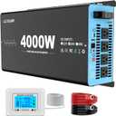 24V 4000W Pure Sine Wave Inverter 24V DC to 110V AC, 8000W Peak Power, 4 AC Outlets, USB & Type-C Port, Adjustable Input for Lithium Battery, Solar/RV/Off-Grid Backup with LCD Remote