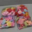 Mini Silk Flower Heads Small Fake Rose Daisy Faux Flowers Bulk for Crafts Artificial 3D Loose Fabric Flowers Heads Sunflower Bulk for Wedding Hair Cap Dresses Decorations (Bright Colors Mixed), Pack of 4