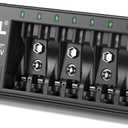 EBL AA AAA 9V NiMH NiCD and 9V Li-ion Rechargeable Battery Charger, with 2 USB-A & 1 USB-C Ports
