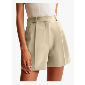 NIMIN Shorts for Women High Waisted Dressy Tailored Work Trousers Business Casual Work Office 2025 Linen Short Khaki, Size L