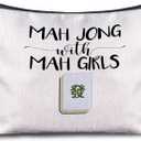 Mahjong Gifts for Women - Funny Mahjong Makeup Bag with Mah Girls Cosmetic and Toiletry Bag Accessories