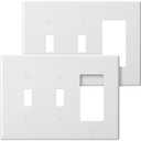 Bates Combination Wall Plate, 1Pack, Double Toggle/Single Decorator, White Light Switch Cover, Outlet Cover, Double Switch Covers